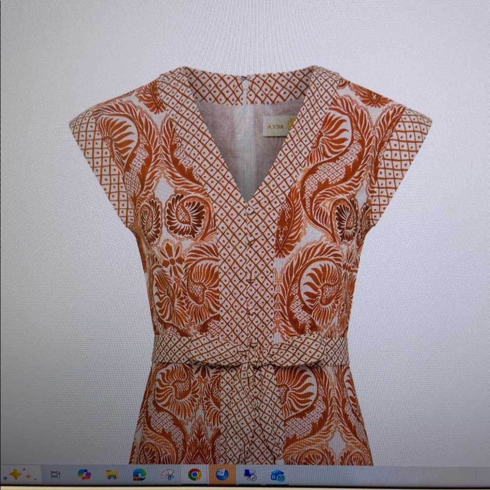 ANNA Orange Printed V-Neck Mini Dress